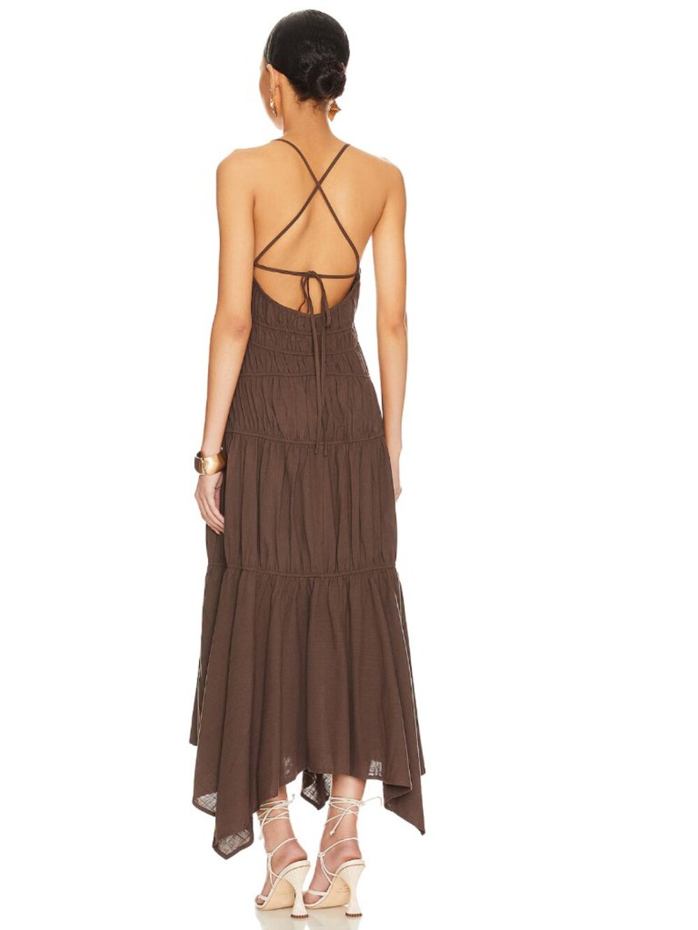 SNDYS Tahlia Maxi Dress in Chocolate | Size Small - Picture 3 of 6